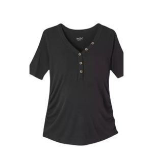 Isabel Maternity by Ingrid & Isabel Elbow Sleeve V-Neck Henley Maternity Top